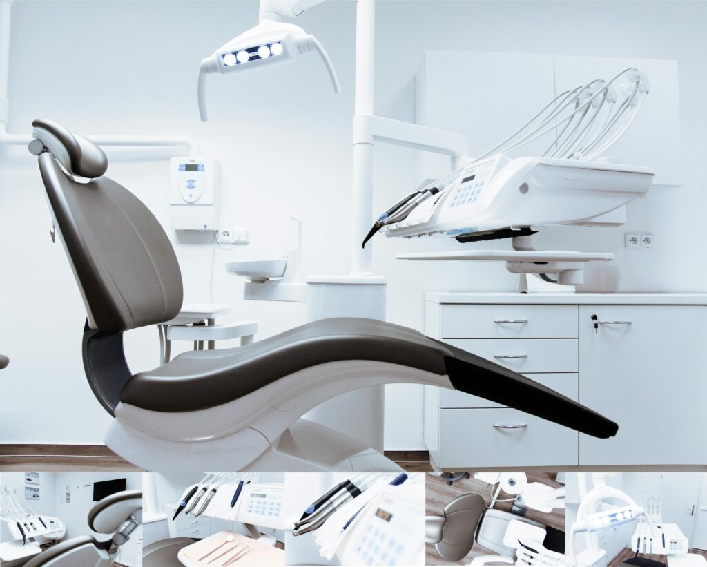 pexels-photo-287237-287237 A modern dental clinic interior showcasing a dental chair and equipment in a clean, clinical setting.